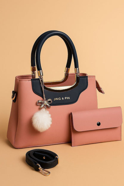 2 Piece Handbag Set for Women High Quality Synthetic Leather Shoulder Bag