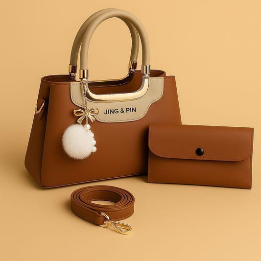 2 Piece Handbag Set for Women High Quality Synthetic Leather Shoulder Bag