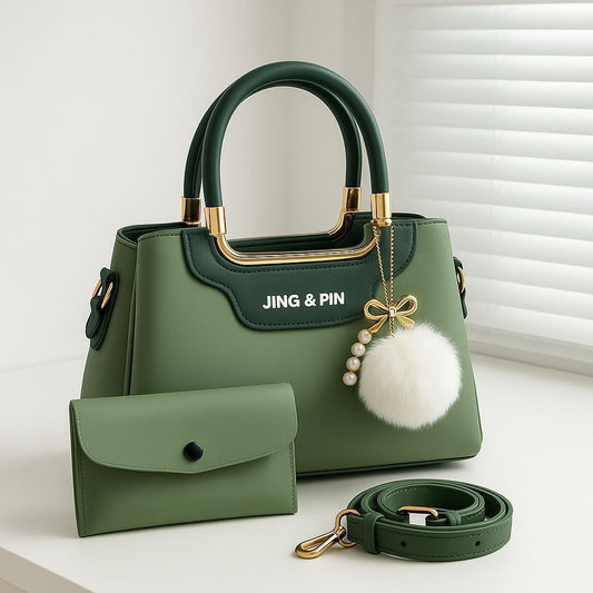 2 Piece Handbag Set for Women High Quality Synthetic Leather Shoulder Bag