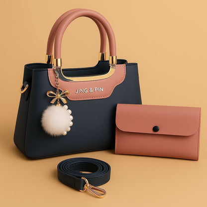 2 Piece Handbag Set for Women High Quality Synthetic Leather Shoulder Bag
