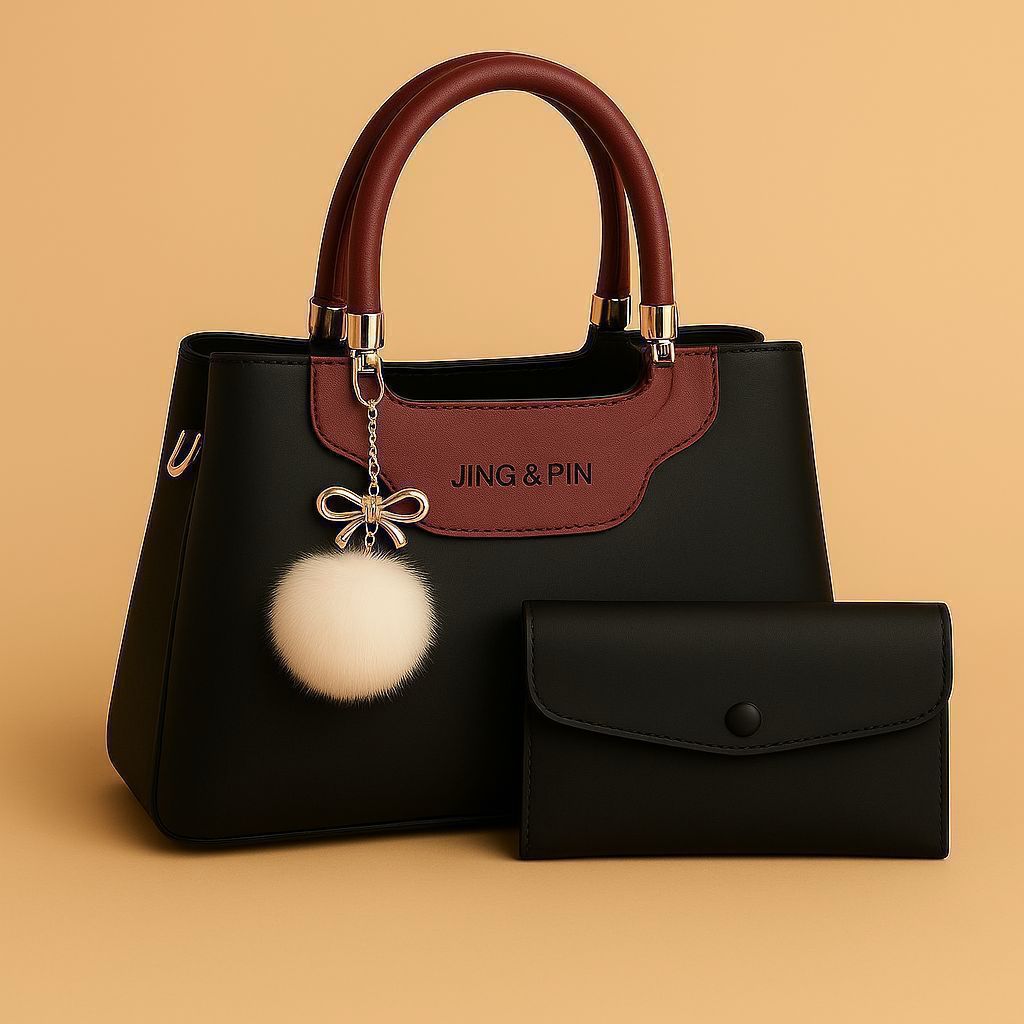 2 Piece Handbag Set for Women High Quality Synthetic Leather Shoulder Bag