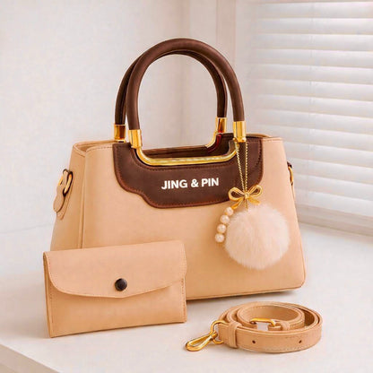 2 Piece Handbag Set for Women High Quality Synthetic Leather Shoulder Bag