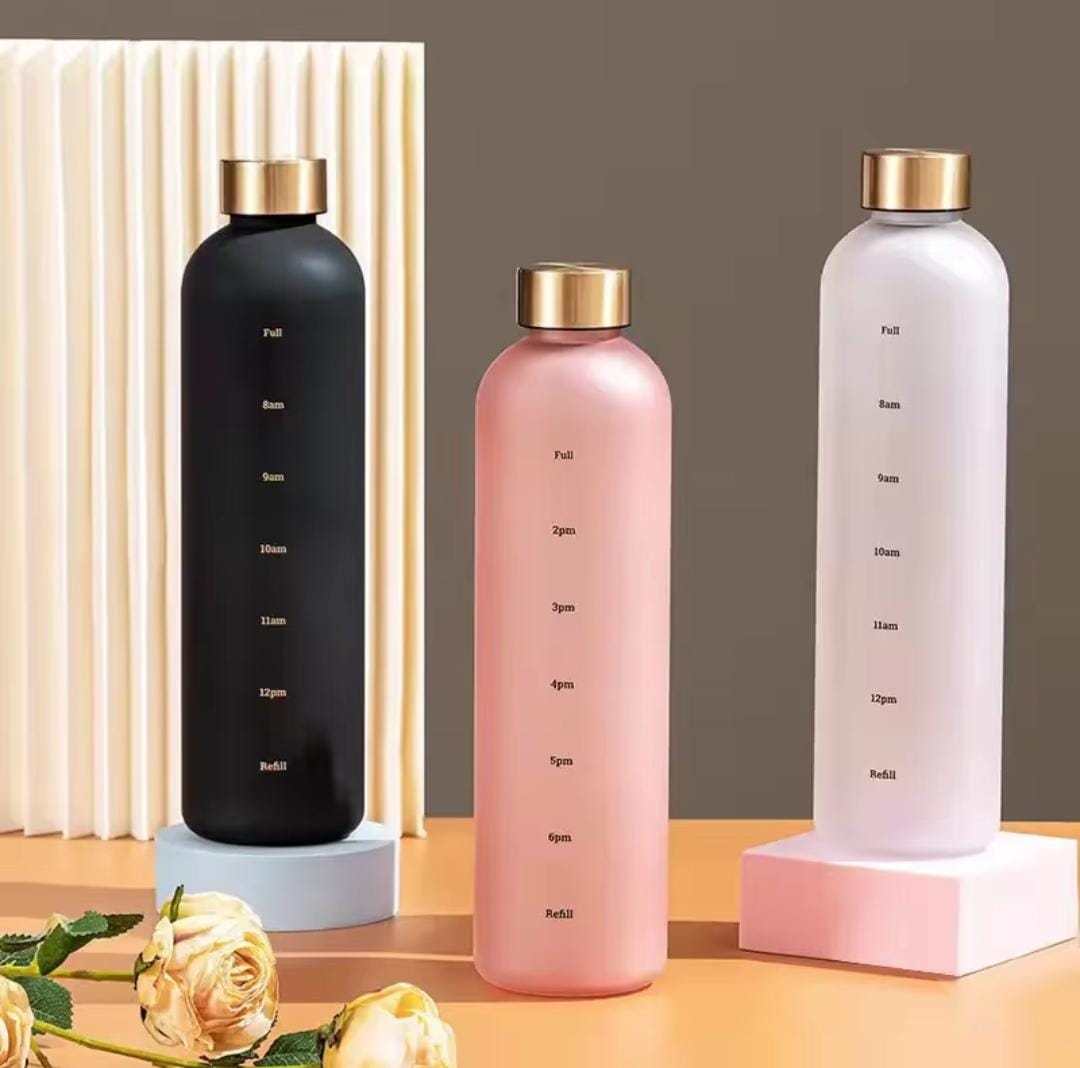 1000ML Sports Water Bottle with Time Marker Large Capacity