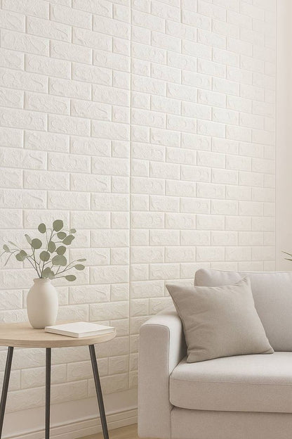 3D White Brick Foam Wall Sticker Self Adhesive Waterproof Decorative Wallpaper Panel Size 70x77cm