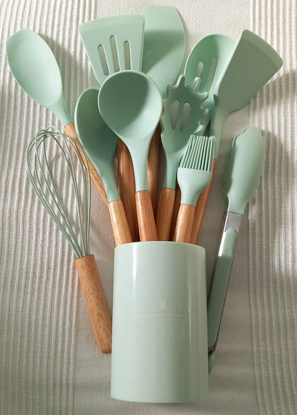 12 Piece Silicone Spoon Set – Big Size Kitchen Cooking Utensils Set