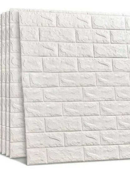 3D White Brick Foam Wall Sticker Self Adhesive Waterproof Decorative Wallpaper Panel Size 70x77cm
