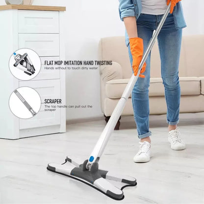 X Shape Hands-Free Squeeze Microfiber Floor Mop