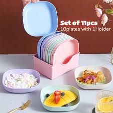 Pack of 10 Fancy Plates with Stand