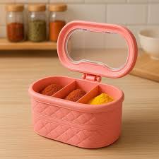 3 Portion Spice Jar with Spoons Kitchen Seasoning Storage Container with Lid