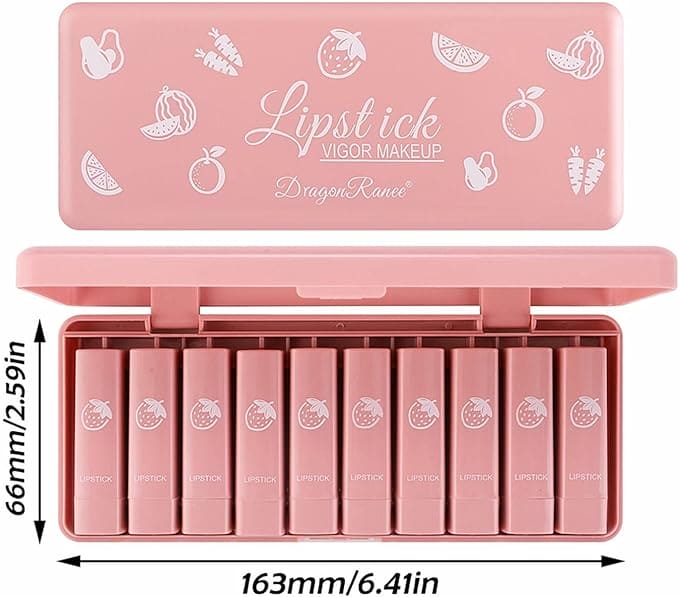 Dragon Ranee Mini Matte Lipstick Set of 10 Long Lasting Lip Color