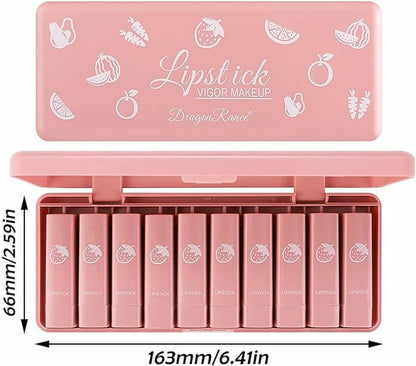 Dragon Ranee Mini Matte Lipstick Set of 10 Long Lasting Lip Color