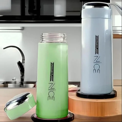 400ML Glass Water Bottle Portable Drinking Bottle for Office School & Travel