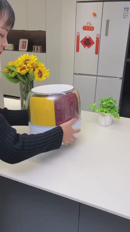 360° Rotating 6 Portion Cereal Dispenser – Diamond Shape Kitchen Storage Container