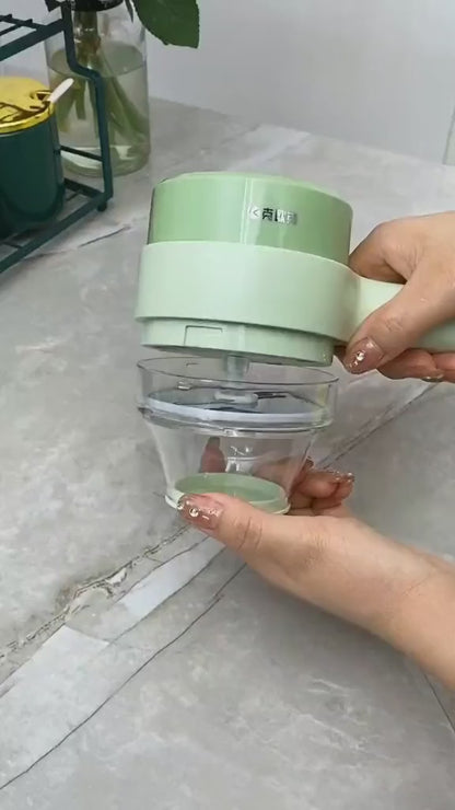 4 in 1 Handheld Electric Vegetable Cutter Set – Wireless Food Chopper & Spiral Slicer