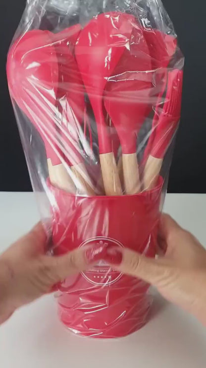 12 Piece Silicone Spoon Set – Big Size Kitchen Cooking Utensils Set