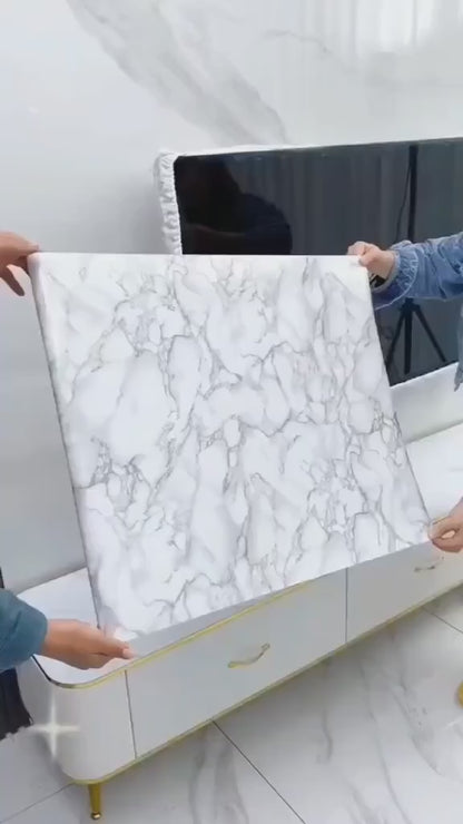 Self Adhesive White Marble Wallpaper Sticker Heat Resistant Kitchen Wall Sheet 60x200cm